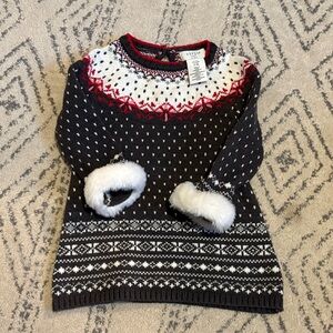 Aspen kids Black and White Knit Sweater with Red Accents